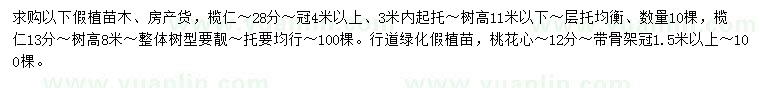 求購13、28公分欖仁、12公分桃花心