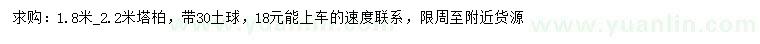 求購1.8-2.2米塔柏