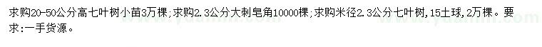 求購七葉樹小苗、大刺皂角、 七葉樹