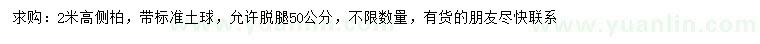 求購高2米側(cè)柏