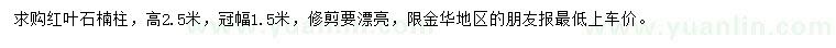 求購高2.5米紅葉石楠柱