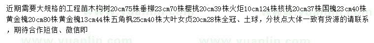 求購構(gòu)樹、垂柳、櫻桃等