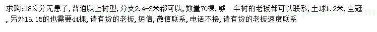 求購15、16、18公分無患子