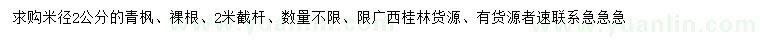 求購米徑2公分青楓