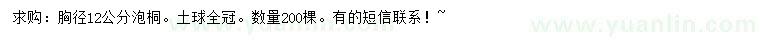 求購(gòu)胸徑12公分泡桐