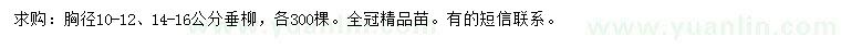 求購胸徑10-12、14-16公分垂柳
