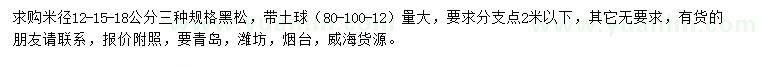 求購(gòu)米徑12、15、18公分黑松