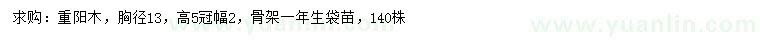 求購胸徑13公分重陽木