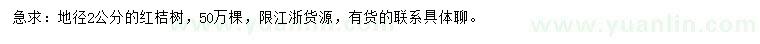 求購(gòu)地徑2公分紅桔樹(shù)