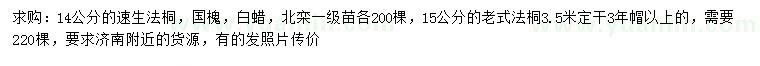 求購法桐、國槐、白蠟