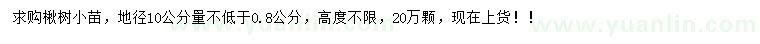 求購地徑10公分量不低于0.8公分楸樹小苗