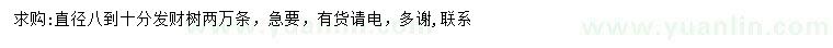 求購直徑8-10公分發(fā)財樹
