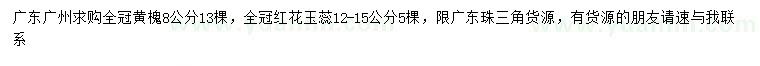 求購8公分全冠黃槐、12-15公分全冠紅花玉蕊