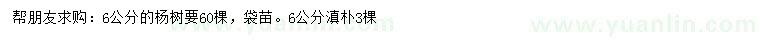 求購6公分楊樹、滇樸