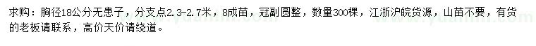 求購(gòu)胸徑18公分無(wú)患子