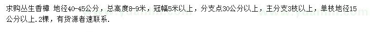 求購地徑40-45公分叢生香樟