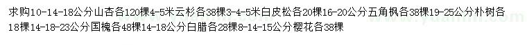 求購山杏、云杉、白皮松等