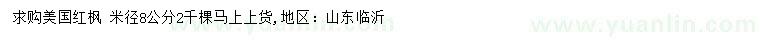 求購米徑8公分美國紅楓
