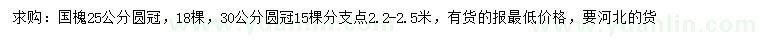 求購25、30公分國槐