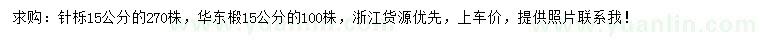 求購15公分針櫟、華東椴