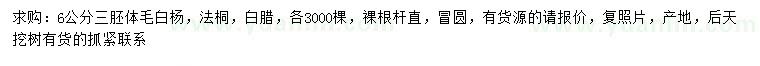 求購毛白楊、法桐、白蠟