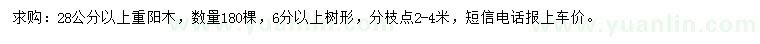 求購28公分以上重陽木