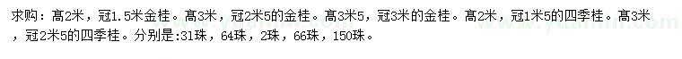 求購(gòu)高2、3、3.5米金桂、2、3米四季桂