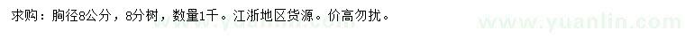 求購胸徑8公分重陽木