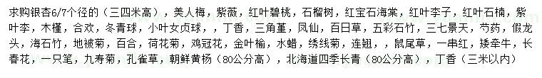 求購(gòu)銀杏、美人梅、紫薇等