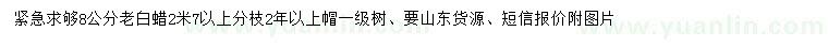 求購(gòu)8公分老白蠟
