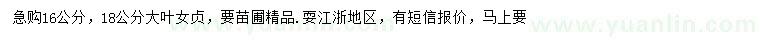 求購16、18公分大葉女貞