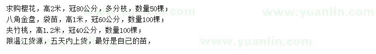 求購(gòu)櫻花、八角金盤(pán)、夾竹桃