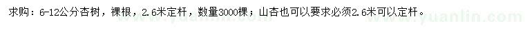 求購6-12公分杏樹