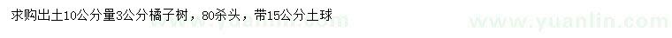 求購10量3公分橘子樹