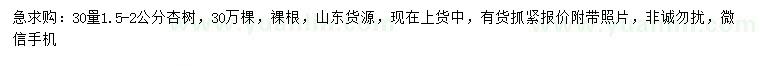 求購30量1.5-2公分杏樹