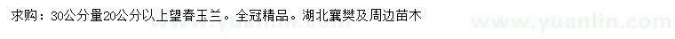 求購30公分量20公分以上望春玉蘭