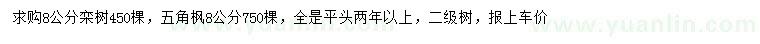 求購8公分欒樹、五角楓