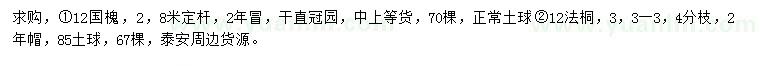 求購12公分國槐、法桐