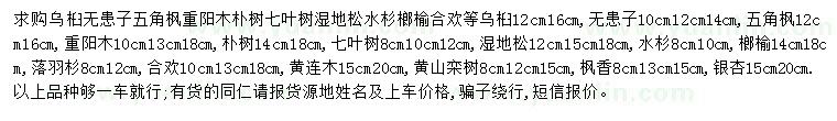 求購烏桕、無患子、五角楓等