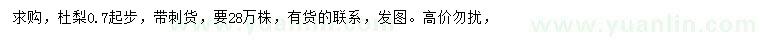 求購0.7公分以上杜梨