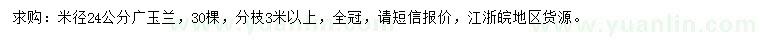 求購米徑24公分廣玉蘭