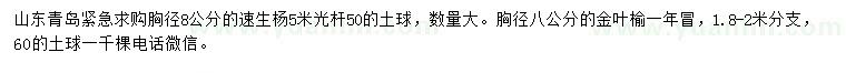 求購(gòu)胸徑8公分速生楊、金葉榆