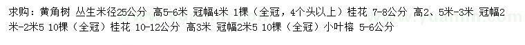 求購黃角樹、桂花、小葉榕