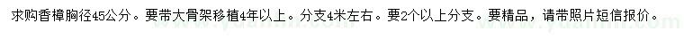 求購胸徑45公分香樟