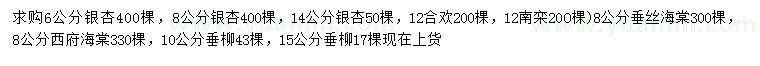 求購銀杏、合歡、南欒等