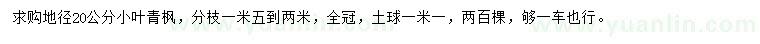 求購地徑20公分小葉青楓