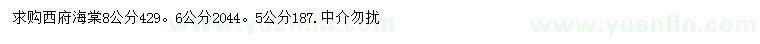 求購5、6、8公分西府海棠