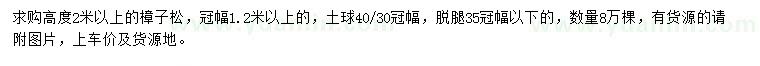 求購(gòu)高2米以上樟子松