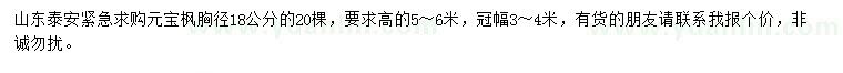 求購胸徑18公分元寶楓