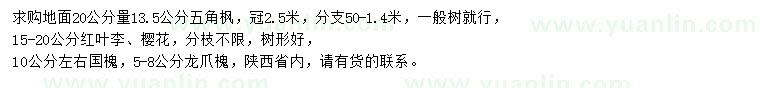 求購(gòu)五角楓、紅葉李、櫻花等